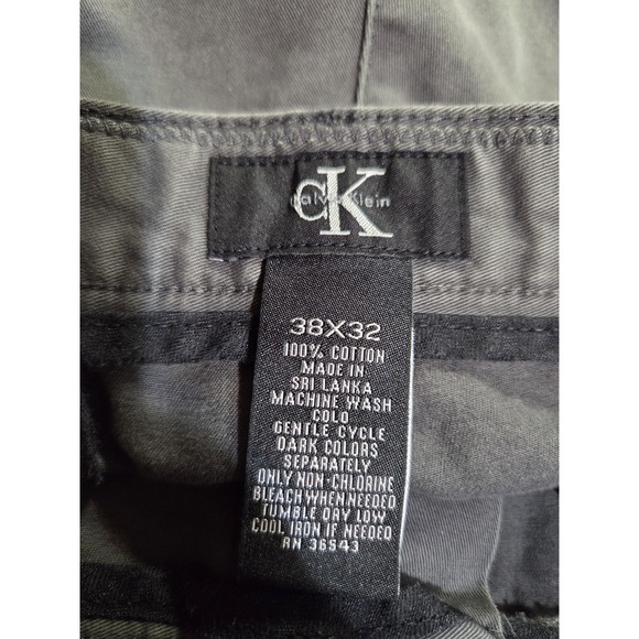 Calvin Klein Pants Mens‎ 38x30 Gray Chino Flat Front Straight Leg Cotton Casual - Picture 4 of 5